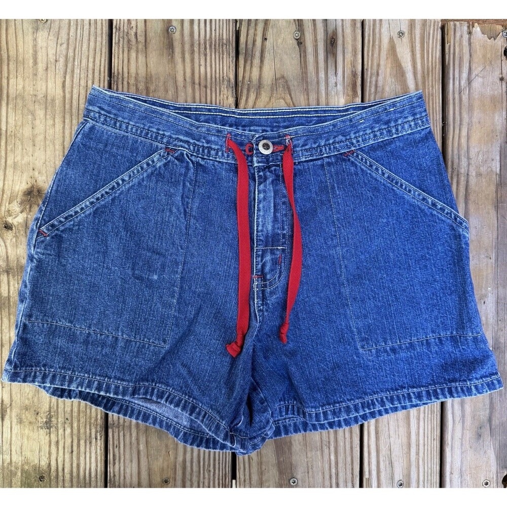 Vintage Carolina Blues Jean Shorts Women's Size 10 Red Drawstring Cotton